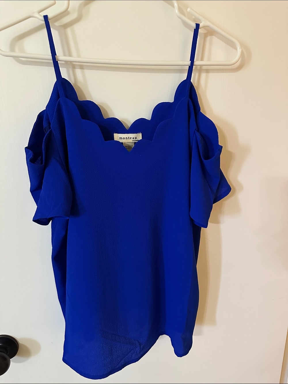 Monteau Cobalt Scalloped Cold-Shoulder Cami